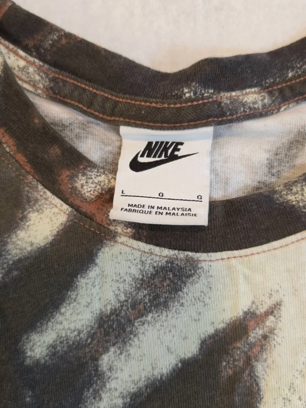 Nike Brown Tie Dye Skull Skeleton Graphic Tee Shirt Large